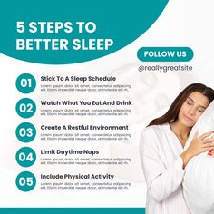 Struggling with restless nights? Follow these steps to improve your sleep quality and wake up feeling refreshed. Start by maintaining a consistent sleep schedule, going to bed and waking up at the same time daily. Create a relaxing bedtime routine—dim the lights, avoid screens an hour before bed, and practice deep breathing or meditation. Keep your bedroom cool, dark, and quiet for an ideal sleep environment. Avoid caffeine and heavy meals before bedtime, and opt for herbal teas or warm milk instead. Regular exercise during the day can also promote better rest at night. Small changes can lead to deeper, more restful sleep!

#BetterSleep #HealthyHabits #SleepWell #SelfCareTips #RestfulNights