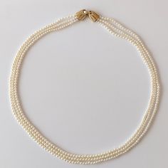 2.5-3.5mm White Baby Akoya Pearl Multistrand Necklace - Marina Korneev Fine Pearls Double Strand Akoya Pearl Necklace, Classic Multi-strand Pearl White Necklace, Classic Multi-strand Pearl White Necklaces, Classic Pearl White Multi-strand Necklaces, Elegant Double Strand Akoya Pearl Necklace, Elegant Double Strand Necklace For Anniversary, Elegant Double Strand White Gold Necklace, Formal Multi-strand Pearl Necklace With Charm, Classic Double Strand Pearl Pendant Jewelry