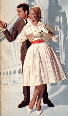 1950’s Couple. ♥ 1950s Couple, 50's Fashion, 2014 Fashion Trends, Vintage Couples, Fashion 1950s, Shirtwaist Dress, Vintage Glam, Vintage Life