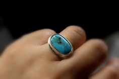 SIZE 6.75 Kingman Turquoise Sterling Silver Ring Arizona | Etsy Artisan Turquoise Ring In Sterling Silver With Polished Finish, Elegant Untreated Turquoise Ring In Sterling Silver, Sterling Silver Turquoise Ring With Polished Finish As Gift, Sterling Silver Turquoise Ring With Polished Finish, Artisan Sterling Silver Turquoise Ring With Polished Finish, Sterling Silver Turquoise Ring For Everyday, Everyday Sterling Silver Turquoise Ring In Silver, Minimalist Turquoise Sterling Silver Ring, Minimalist Turquoise Ring In Sterling Silver