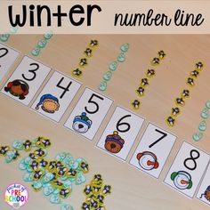 a number line with numbers on it and the words winter written in front of it