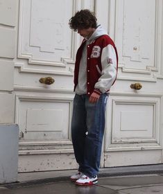 Varsity Jacket Outfit Mens, Varsity Jacket Aesthetic, Outfit Streetwear Men, Letterman Jacket Outfit, Outfit Ideas Men, Varsity Jacket Outfit, Male Outfits, Oversize Style