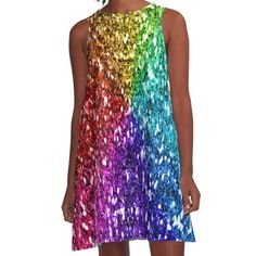 Loose-fit, mid-length sleeveless dress with silky handfeel. Printed on both sides. Machine washable. Size range XS-2XL. Printed Image of Rainbow Colorful Glitter - Not Reflective is a great gifting item on a backpacks,t otes bags, throw blankets, leggings and so much more Glitter Texture, Glitter Rainbow, Ombre Glitter, Colorful Glitter, Glitter Print, Rainbow Dress, Glitter Ombre, Rainbow Pride, Throw Blankets