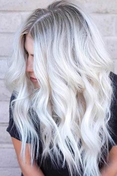 Toners For White Hair, Full Blonde With Shadow Root, Grey Hair Ideas, Blonde Grey Hair, Champagne Blonde Hair, White Blonde Hair, Balayage Blonde