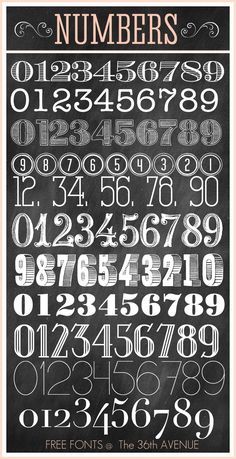 a chalkboard with numbers on it in the shape of letters and numerals