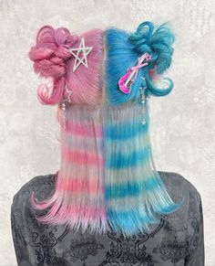 @nanamo__hair on ig #hair How To Style Jellyfish Hair, Hairstyles Jellyfish, Hair Inspo Jellyfish, Decora Hairstyle, Kawaii Hairstyle, Hairdye Ideas, Fairy Kei Hair, Harajuku Hair, Kawaii Hair