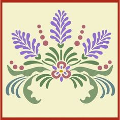 an image of a pattern with flowers and leaves in the center on a white background