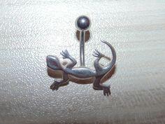 "Link to store: https://www.etsy.com/shop/VintageJewelryEden SOLD SEPARATELY New Handmade Belly button ring Shape: Moveable Scorpion / Leaping Dolphins(sold) / Iguana Lizard / Clear and Blue Spiders Barbell is standard 14 gauge, 3/8\" long made of hypoallergenic surgical stainless steel Dangle elements are sterling silver, stamped 925 All crystal cubic zirconia Colors: Various SHIPPING WORLDWIDE" Lizard Belly Button Ring, Fun Belly Button Rings, Scorpion Belly Button Ring, Funky Piercings, Belly Piercing Ideas, Cute Belly Button Piercing, Piercing Bar, Navel Piercing Jewelry