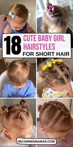 Looking for cute baby hairstyles for short hair? Explore this collection of 18 adorable hair styles for toddler girls and elevate your little girl's style game! They are all really easy, but these hairstyles are sure to make her the star of the show. Click to discover more baby girl hairstyles for short hair! I promise you'll find them adorable and try a few of them especially if you are a stay-at-home mom. Summer Hairstyles For Toddlers, Hair Styles For 2 Year Baby Girl, Fine Toddler Hair Hairstyles, Short Baby Girl Hairstyles, Short Hair Baby Hairstyles, Easy Hairstyles For Toddler Girls Ideas, Short Toddler Girl Hairstyles, Toddler Girl Hairstyles Short Hair, Short Hair Toddler Girl