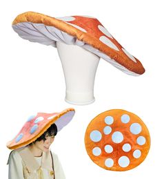 PRICES MAY VARY. [DESIGN] This wide brim mushroom shaped hat measuring 20 inches across is sure to give that oversize look. The gathered inner white layer imitates the "gills" of the mushroom cap. Fits any head size with stretchy elastic. [MATERIAL] Expertly stitched and made of soft polyester velvet fabric with felt spots. The wired hoop inside the brim retains the perfect cap shape. [COSTUME] Great for Halloween, costume parties, cosplay, themed events or festivals! Or just pop it on and do a