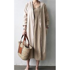 Season:Fall,Spring; Sleeve Length:Long Sleeve; Gender:Women's; Style:Modern Style; Occasion:Work,Office; Outerwear Length:Long; Placket:Open Front; Fit Type:Loose Fit; Pattern:Solid Color,Plain; Design:Oversized,Pocket; Outerwear Type:Trench Coat; Listing Date:07/24/2024; Bust:null; Length:null; Fit UK Size:null Long Summer Outerwear With Pockets, Casual Non-stretch Beige Outerwear, Long Duster Coat, Women's Trench Coat, Spring Light, Color Plain, Puffer Parka, Light Spring, Trench Coats Women