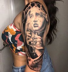 Religious sleeve tattoo 1 Religious Sleeve Tattoos Women, Women’s Full Arm Sleeve Tattoos, Woman’s Full Sleeve Tattoo, Ladies Full Sleeve Tattoo, Religious Arm Sleeve Tattoos, Religious Tattoo Sleeves, Portrait Tattoo Sleeve, Fake Tattoo Sleeves