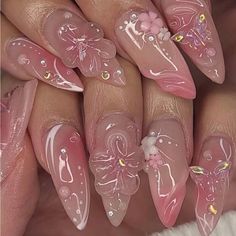 Super Cute And Stylish Ships In 5-10 Business Days Jelly Flower Nails, Ethereal Nails, 3d Flower Nails, Easy Nails, Girly Acrylic Nails, Summery Nails, Pretty Gel Nails, Really Cute Nails, Long Acrylic