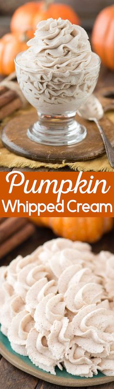 pumpkin whipped cream in a glass bowl on a plate