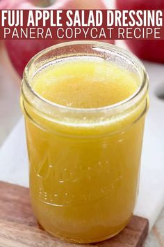 an apple salad dressing in a mason jar