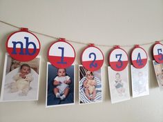 a number line with pictures hanging from it's sides and numbers on each side