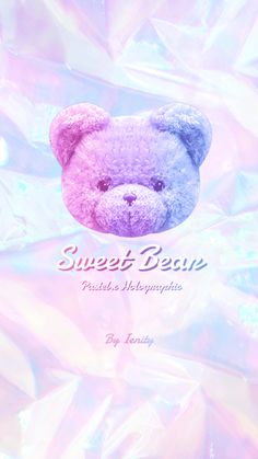 a pink and blue teddy bear with the words sweet jesus on it's forehead