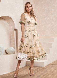 JJ's House No Embroidered Lace Midi V-Neck Spring Summer A-line Yes Apricot S Height:5.7ft(174cm) Bust:33.5in(85cm) Waist:26in(66cm) Hips:36in(91cm) Dress. #JJ's House #No #Embroidered #Lace #Midi #VNeck #Spring #Summer #Aline #Yes #Apricot #S #Dress House Shop, House No, Lace Midi, Vacation Dresses, Style Trends, Lace Midi Dress, Custom Dresses, Birthday Dresses, Chic Dress