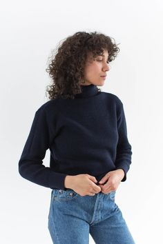 The Castine Sweater Vintage Navy Blue Wool Turtleneck Sweater Unisex Roll Neck Knit Jumper Military XS S M L - Etsy Navy Blue Sweater Outfit, Castine Maine, Maine Fishing, Blue Sweater Outfit, Pull Bleu Marine, Vintage Coveralls, Fishing Town, Coastal Maine, Wool Turtleneck Sweater