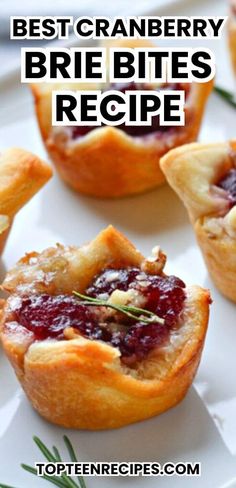 cranberry brie bites recipe on a white plate