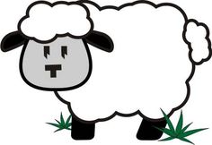 a black and white sheep standing on top of grass