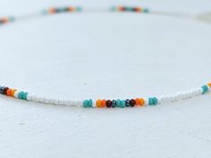 Ocean Sunrise Seed Bead Choker Beach Choker Boho Bead | Etsy Orange Beach Necklace With Spacer Beads, Handmade Multicolor Beaded Necklaces For Beach, Handmade White Beads For Vacation, Orange Necklace With Spacer Beads For Beach, Orange Necklaces With Spacer Beads For The Beach, Bohemian Beaded Necklaces With Letter Beads For Beach, White Strand Beads For Festivals, White Hippie Beaded Necklace For Festivals, Hippie White Beaded Necklace For Festivals