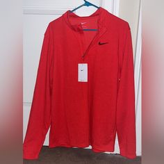 Never Worn - Red - Size Large Nike Long Sleeve Quarter Zip Nike Casual Top In University Red, Nike University Red Long Sleeve Tops, University Red Long Sleeve Tops For Spring, Red Long Sleeve Sports Top, University Red Long Sleeve Top, Ohio State Shirts, Nike Pro Fits, Nike Compression, Nike Quarter Zip