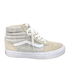 Brand: VANS Style: SHOES SNEAKERS Color: BEIGE Size: 6.5 SKU: 293-29342-40154 CONDITION: GENTLY USED White Winter Sneakers With Cushioned Footbed, Cream Low-top Winter Sneakers, Casual Cream Sneakers For Winter, Vans High-top Canvas Sneakers With Gum Sole, Casual Beige Vans Sneakers, Beige Lace-up Winter Sneakers, Cream Vans High Tops, Vans High-top Cushioned Canvas Shoes, Neutral Color Vans