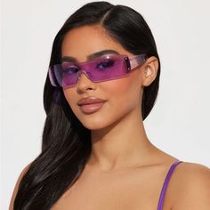 Purple Shield Sunglasses With Purple Lens. New With Tags Festival Sunglasses, Shield Sunglasses, Color Purple, Sunglasses Accessories, New Color, Fashion Nova, Black Women, Women's Fashion, Women Accessories