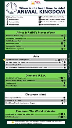 an info sheet with different types of animals and their names in green, black and white