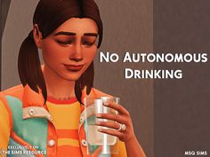 an animated woman holding a glass in her hand with the caption, no autonomous drinking