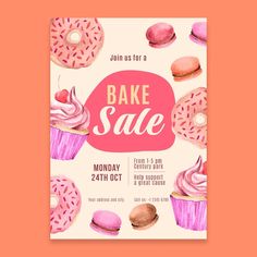 a flyer for a bake sale with donuts