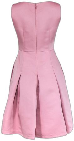 Feminine A-line Dresses With Pleated Waist, Elegant Pink Mini Dress For Prom, Elegant Pink Mini Dress For Wedding, Elegant Pink Mini Dress For Prom Season, Pink Formal Dress With Pleated Waist, Elegant Party Mini Dress With Box Pleat, Chic Pink Wedding Mini Dress, Feminine Knee-length Dress With Pleated Waist, Pink Fitted A-line Dress