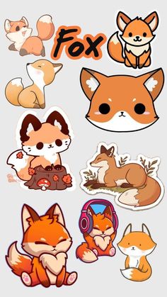 various stickers with different types of animals on them and the words fox written in large letters