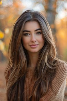 Fall Hair Color For Brunettes With Fair Skin, Hair Color For Golden Brown Eyes, Color Ideas For Light Brown Hair, Brunette Light Brown Highlights, Fall Highlights For Light Brown Hair, Chocolate Brown Hair Caramel Highlights, Subtle Highlights Brown Hair, Brown Hair For Green Eyes, Autumn Brown Hair