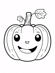 a black and white drawing of a pumpkin with a smile on it's face