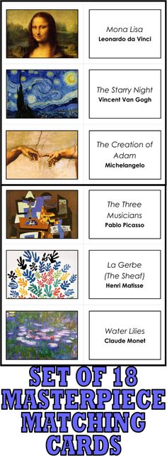 an art lesson with pictures and words to help students learn how to paint the famous paintings