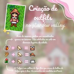 Stardew Valley Dress Ideas, Stardew Valley Spring Outfit, Stardew Valley Cute Outfits, Stardew Valley Outfit Recipes, Stardew Valley Outfit Ideas Male, Stardew Valley Clothes Guide Ideas, Stardew Valley Winter Outfit, Outfits Stardew Valley, Stardew Valley Clothes Ideas