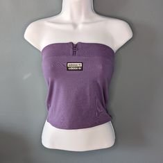 New With Tags Adidas Crop Tube Top Sleeveless Tank Zip Up At The Top Adidas Across The Chest Silicone Band Along The Top To Hold In Place Color: Tech Purple Size: Xs Condition: New Be50ct2-5952873 Spring Y2k Sleeveless Tube Top, Y2k Style Sleeveless Tube Top For Spring, Y2k Strapless Tank Top For Spring, Strapless Y2k Tank Top For Spring, Strapless Y2k Summer Tops, Y2k Stretch Strapless Top, Y2k Fitted Strapless Top, Y2k Fitted Bandeau Top, Fitted Bandeau Top Y2k Style