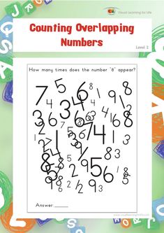 an image of counting over - lapping numbers for children to learn how many times does the number 8 appear?