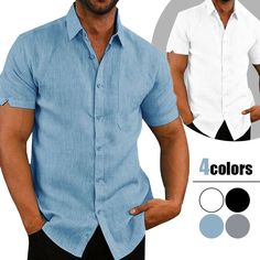 Mens Summer Casual Short Sleeve Shirts Beach Loose Solid Dress Shirt Blouse Tops Features: Fashion design,100% Brand New,high quality Occasion:Casual,Daily Material:polyester+cotton blend Package include:1 pc Men Shirts Note： Please compare the detail sizes with yours before you buy!!! Colors may be slightly different depending on computer and monitor settings Please allow differs due to manual measurement, thanks (All measurement in cm and please note 1cm=0.39inch) Mens Linen Shirt Short Sleeve, Casual Summer T-shirt With Pockets, Solid Color Short Sleeve Shirt For Vacation, White Solid Color Shirt For Summer, Vacation Cotton Shirt In Solid Color, Casual Collar Summer Tops With Pockets, Cotton Vacation Shirt In Solid Color, Summer Tops With Pockets And Casual Collar, White Shirt For Summer