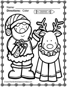 santa claus and his reindeer coloring pages for kids to print out on the christmas day