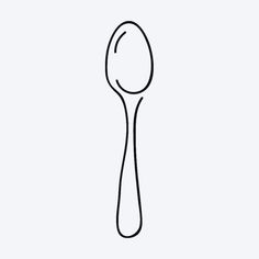 a black and white drawing of a spoon