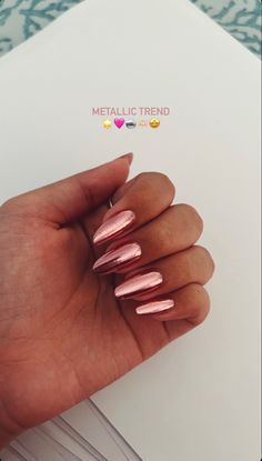 Pink Metallic Nails, Natural Nail Polish, I Believe In Pink, Metallic Nails, Pink Metallic, Nails Inspo, Cute Acrylic Nails, Just Girl Things