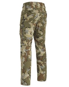 the camo cargo pant is made from cotton and has an adjustable waist band