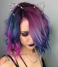 Pink And Blue Candy, Candy Cane Hair, Purple And Blue Hair, Denim Hair, Mermaid Hair Color, Party Queen, Social Media Consultant, Instagram Party, Coloring Ideas