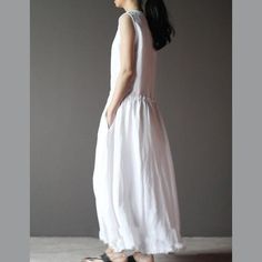 White summer linen dress sleeveless sundress casual maxi dressThis dress is made of cotton linen fabric, soft and breathy, suitable for summer, so loose dresses to make you comfortable all the time.Measurement: Size S length 120cm / 46.8" Bust 90cm / 35.1" Waist 88cm / 34.32" Cuff 38cm / 14.82" hem 245cm / 95.55" Size M length 126cm / 49.14" Bust 95cm / 37.05" Waist 90cm / 35.1" Cuff 39cm / 15.21" hem 250cm / 97.5" Size L length 129cm / 50.31" Bust 100cm / 39" Waist 92cm / 35.88" Cuff 40cm / 15. Dresses To Make, Sundress Casual, Casual Maxi Dress, Sleeveless Linen Dress, Loose Dresses, Summer Linen Dresses, Summer Linen, Cotton Linen Fabric, Maxi Dresses Casual