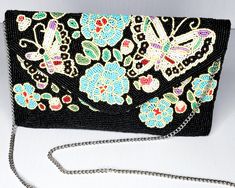 Hand Beaded to Perfection Stunning inlay, perfect for a crossbody or just an every clutch Butterfly Clutch, Hand Beading