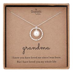 PRICES MAY VARY. Original ideas： "I know you've loved me since I was born, but I've loved you my whole life." Show your grandma how much she means to you with this symbolic and understated necklace on a special card. Necklace measures 18"-20" . The necklace is made of 925 Sterling Silver.Great quality to last a lifetime. I silver wire wrapped a pearl onto the center of the eternity ring for that added elegant look. This necklace will not turn your skin green or red or itchy: it's the real deal u Twisted Eternity Ring, Gifts For Nana, I Love My Grandma, Ring With Pearl, Grandma Necklace, Card Necklace, Best Grandma, Gifts For Grandma, Mother Christmas Gifts