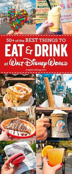 the best things to eat and drink at disney world, including food, drinks, and desserts